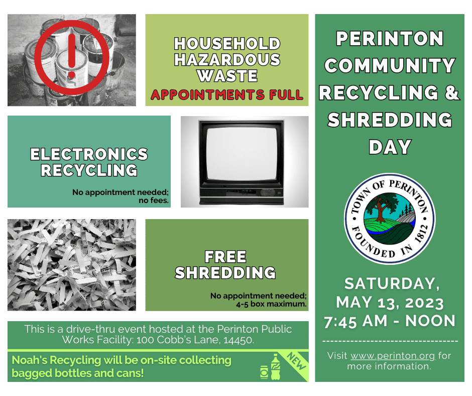 Household Hazardous Waste Collection, Electronics Recycling and Residential  Shredding Event - Town of Perinton